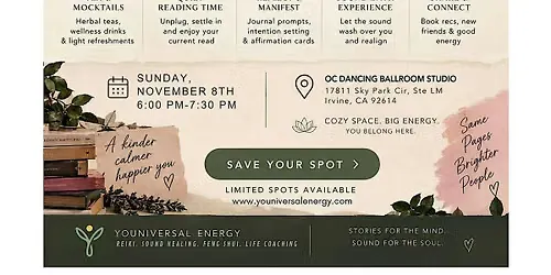Listing photo for Books & Bowls: A Reading & Sound Bath Wellness Experience