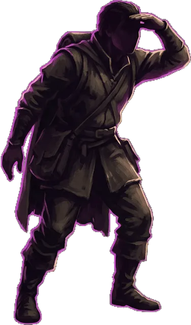 A traveller in boots shading his eyes to look far ahead